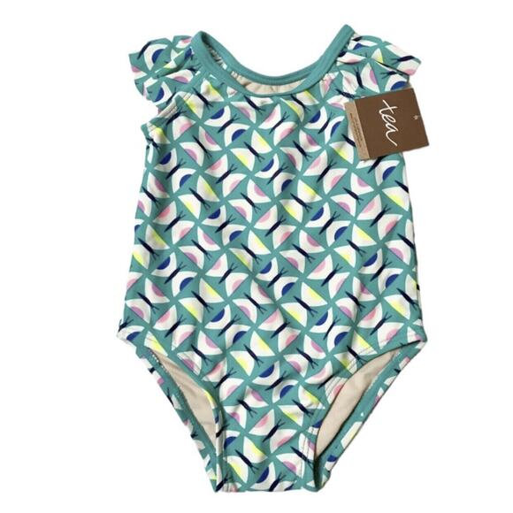 NWT Tea Collection Geo Butterflies Swim Suit Size 12m - Picture 1 of 6